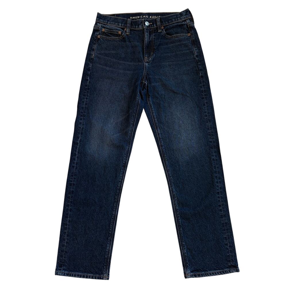 American Eagle Jeans Womens 4 Long Blue Super High Rise Ankle Straight Stretch